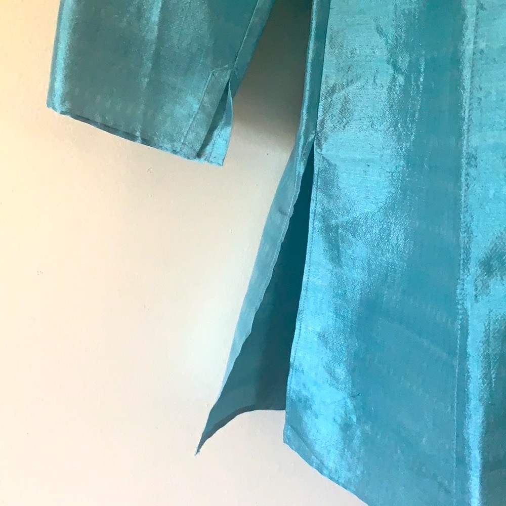 🆕 Eileen Fisher Aqua Silk Tunic Top S - Picture 3 of 7